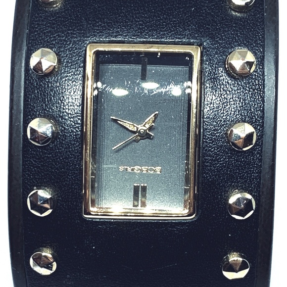 BCBGirls Black Bangle Gold Accents Mixed Element Watch - Picture 4 of 9